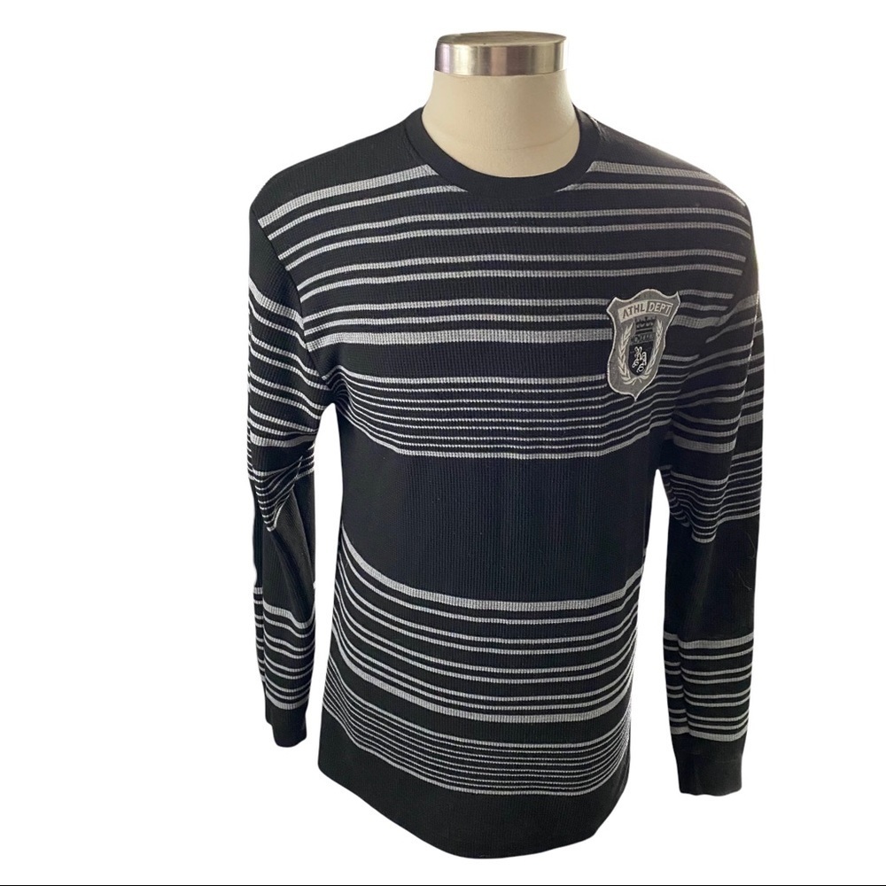 Red Ape Black & Grey Color Block Athletic Department Long Sleeve Thermal Shirt M
